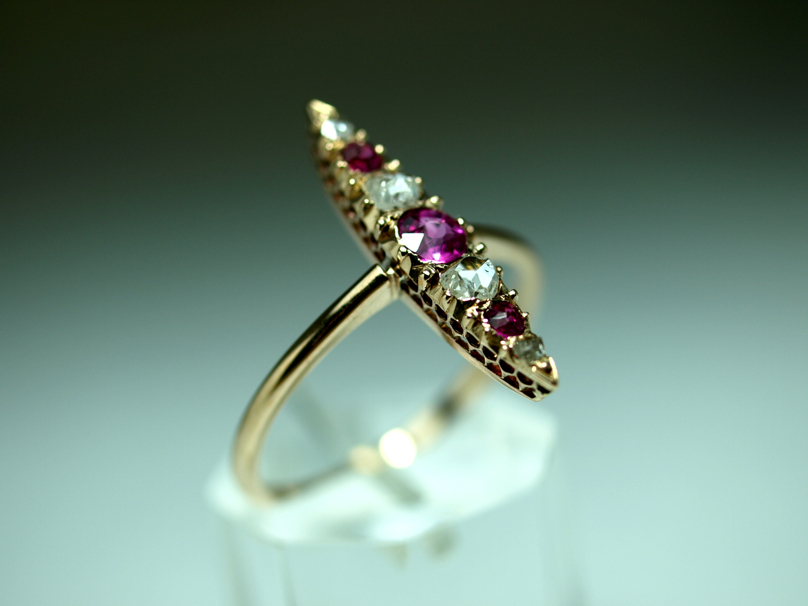 ANILLO ORO ROSADO Y DIAMANTE 14K