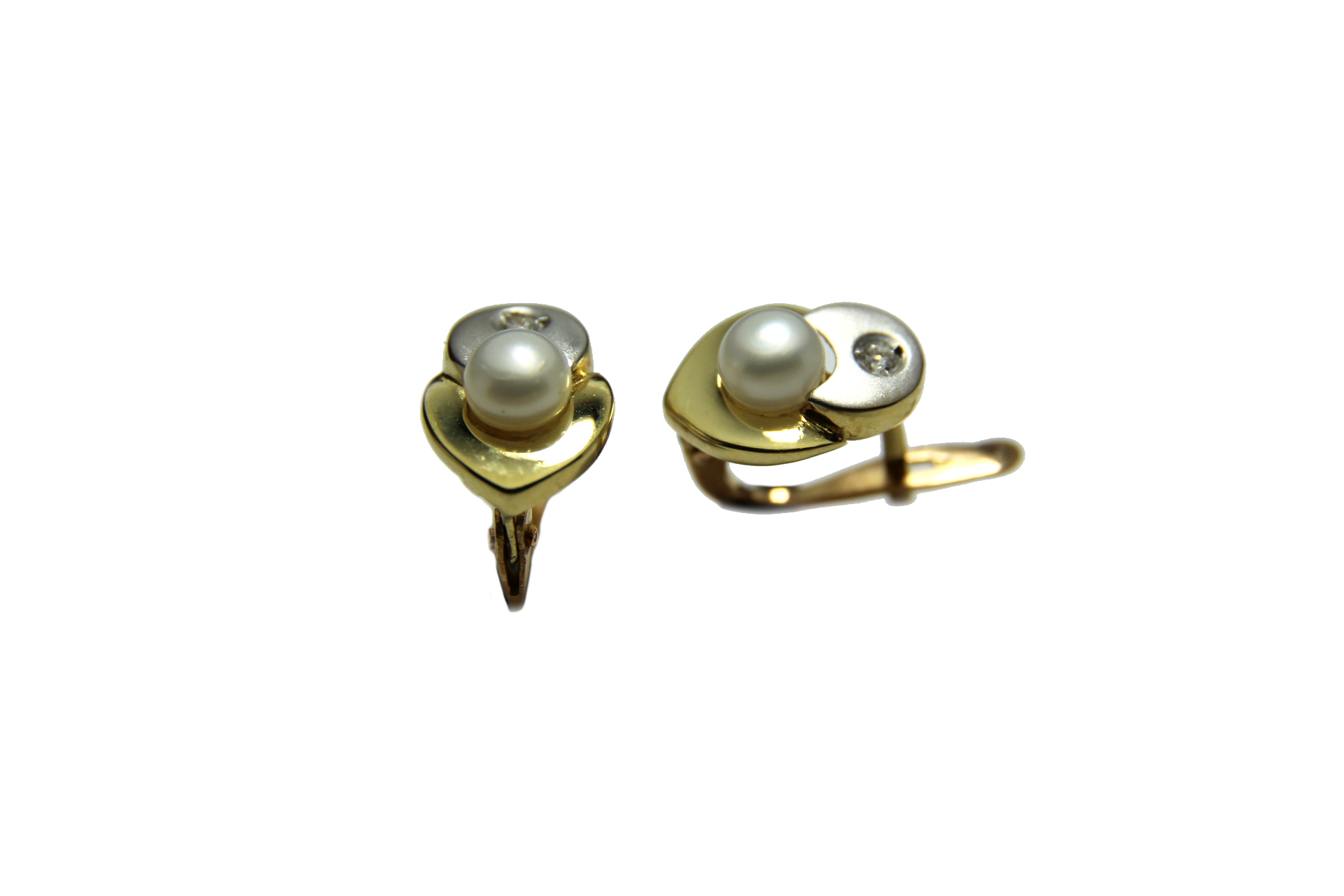 PENDIENTES ORO BICOLOR Y BRILLANTE