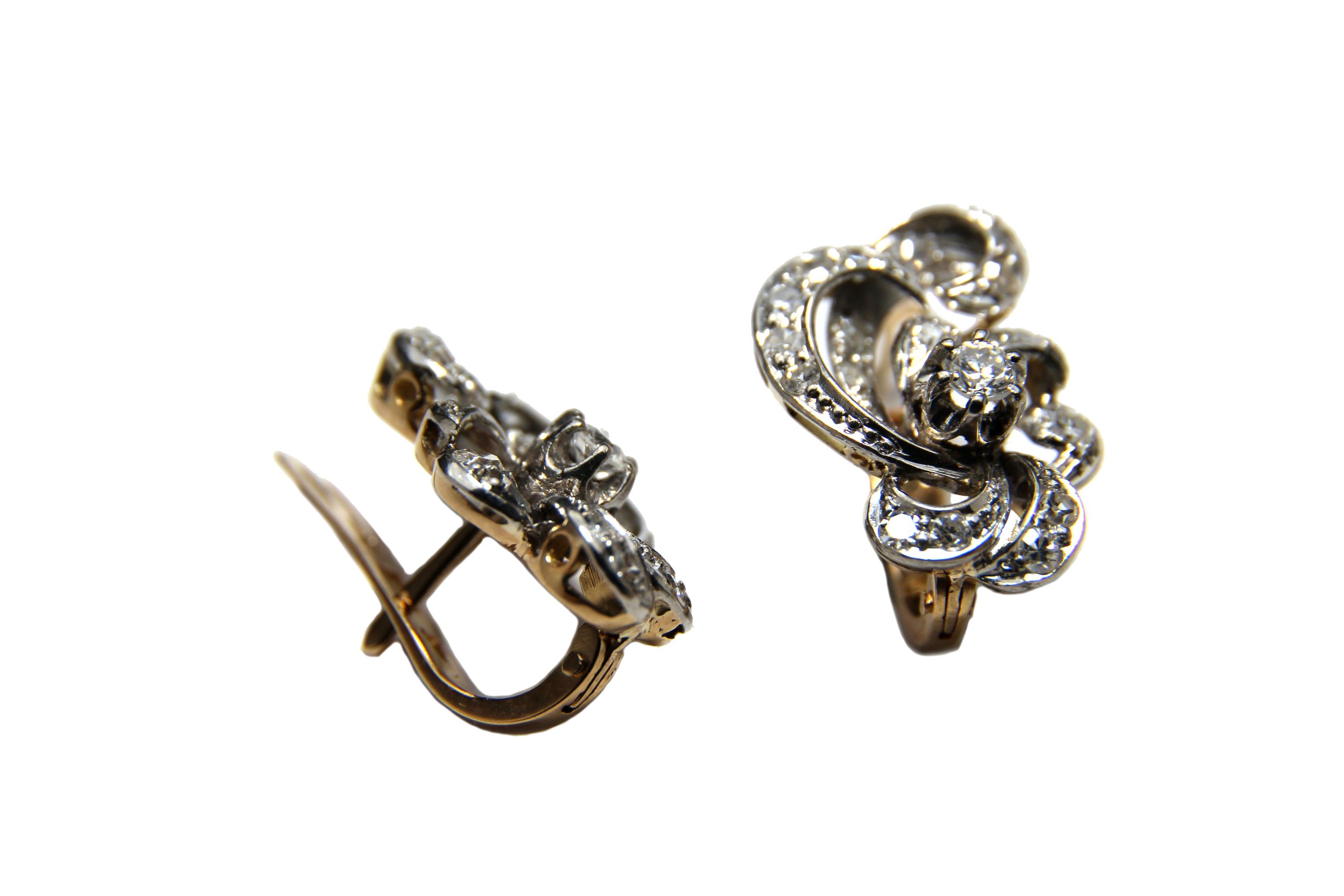 PENDIENTES ORO BICOLOR Y BRILLANTE 14K